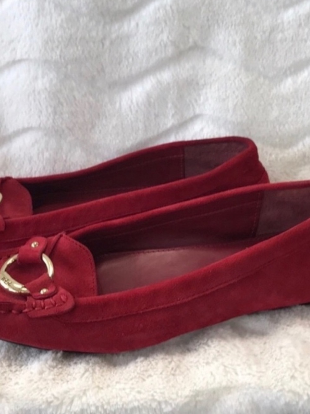 Lauren Ralph Lauren Red Suede Driving Loafers - Picture 3 of 3